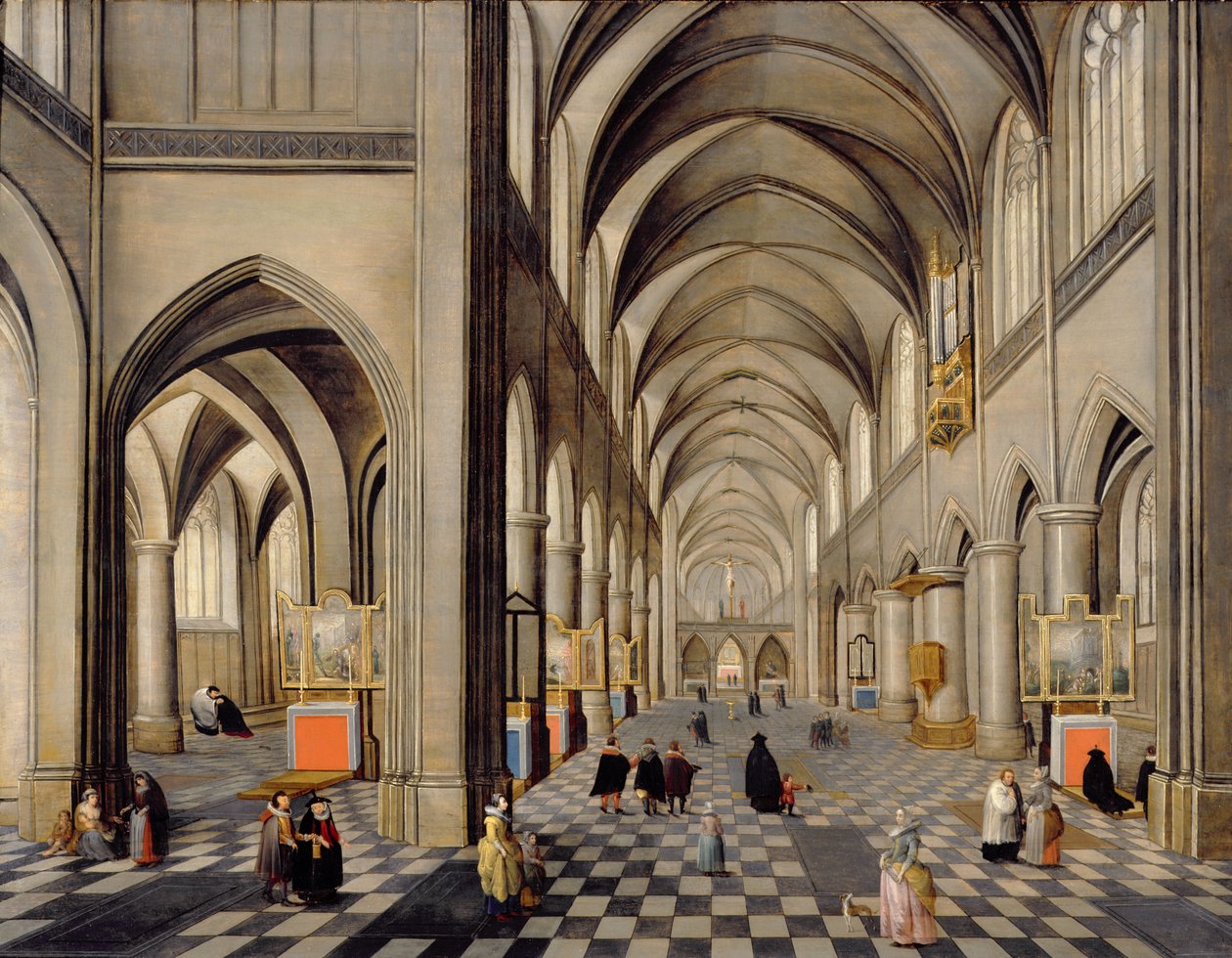 Interiören av en gotisk kyrka av Hendrik the Younger Steenwyck