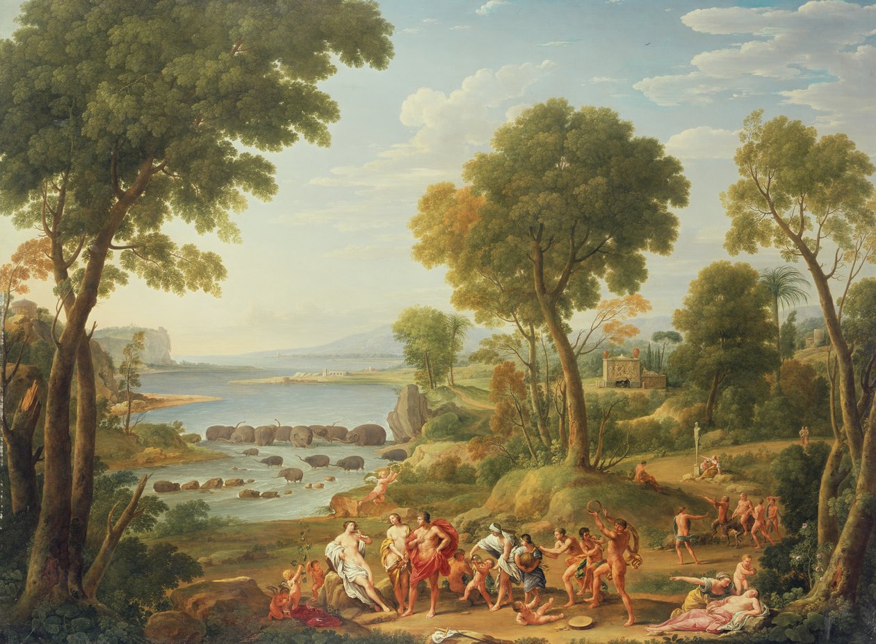 Klassisk scen med elefanter, 1700-tal av Hendrik van Lint