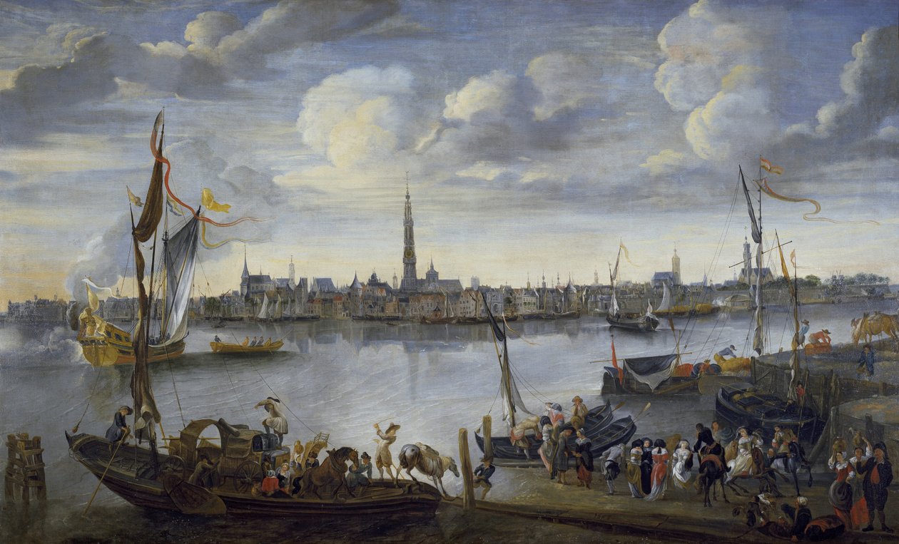 Antwerpen från Scheldts vidare strand, 1600-talet av Hendrik van Minderhout