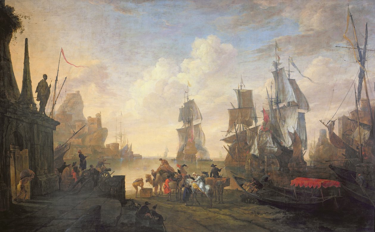 Udsigt over en havn i Levanten, 1670 swed av Hendrik van Minderhout