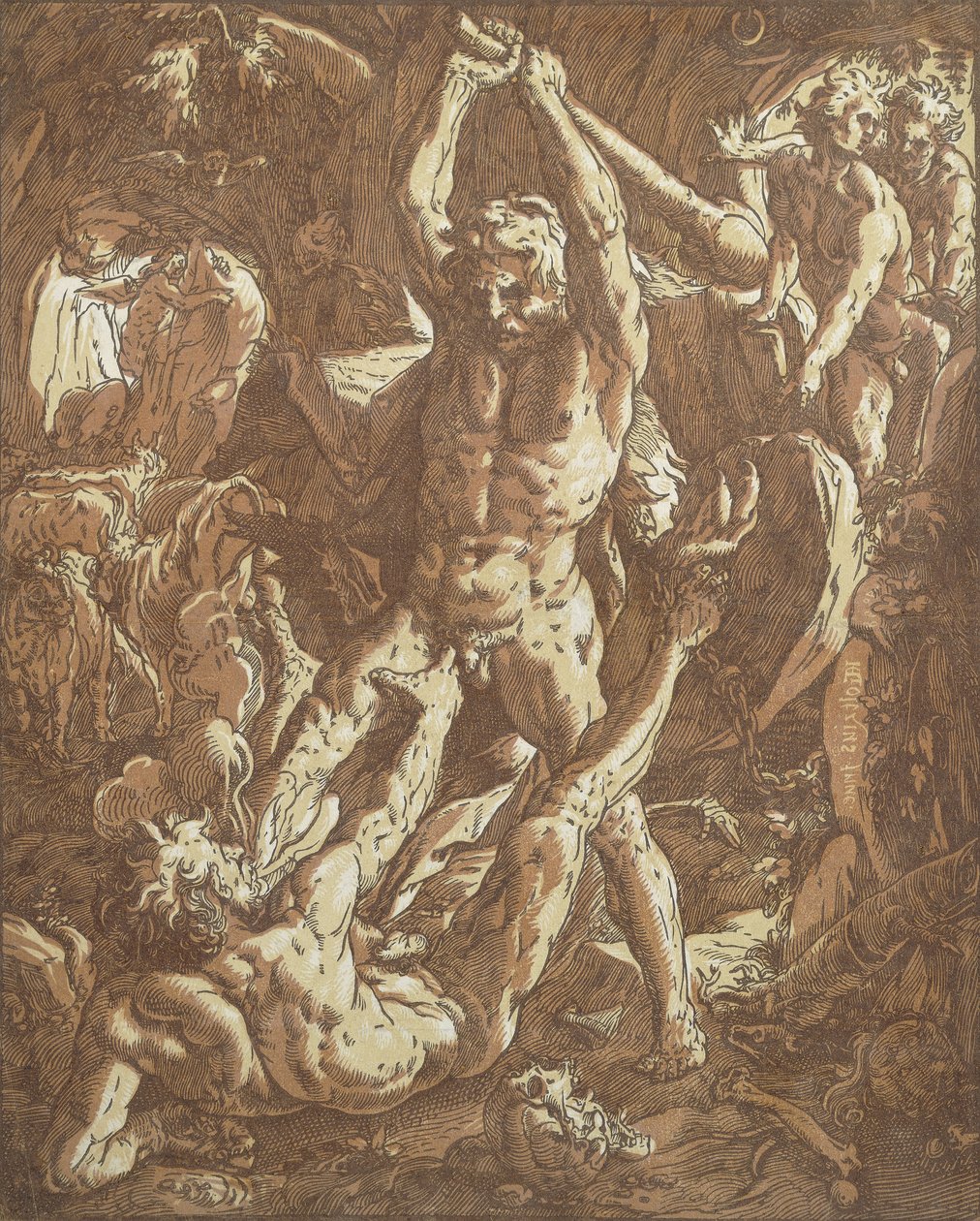 Hercules dödar Cacus, av Hendrik Goltzius