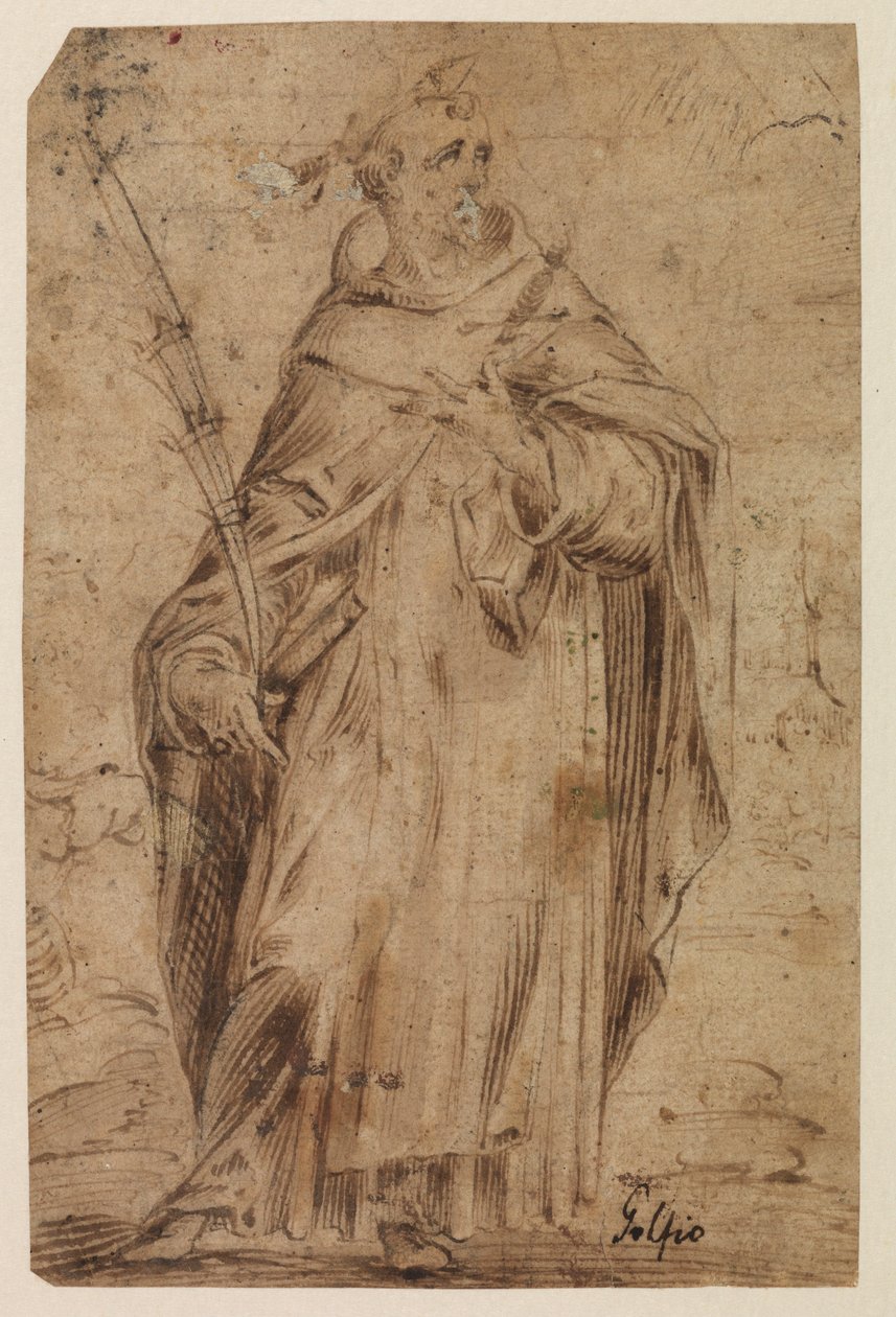 Sankt Peter Martyr, recto, möjligen 1500-talet av Hendrik Goltzius