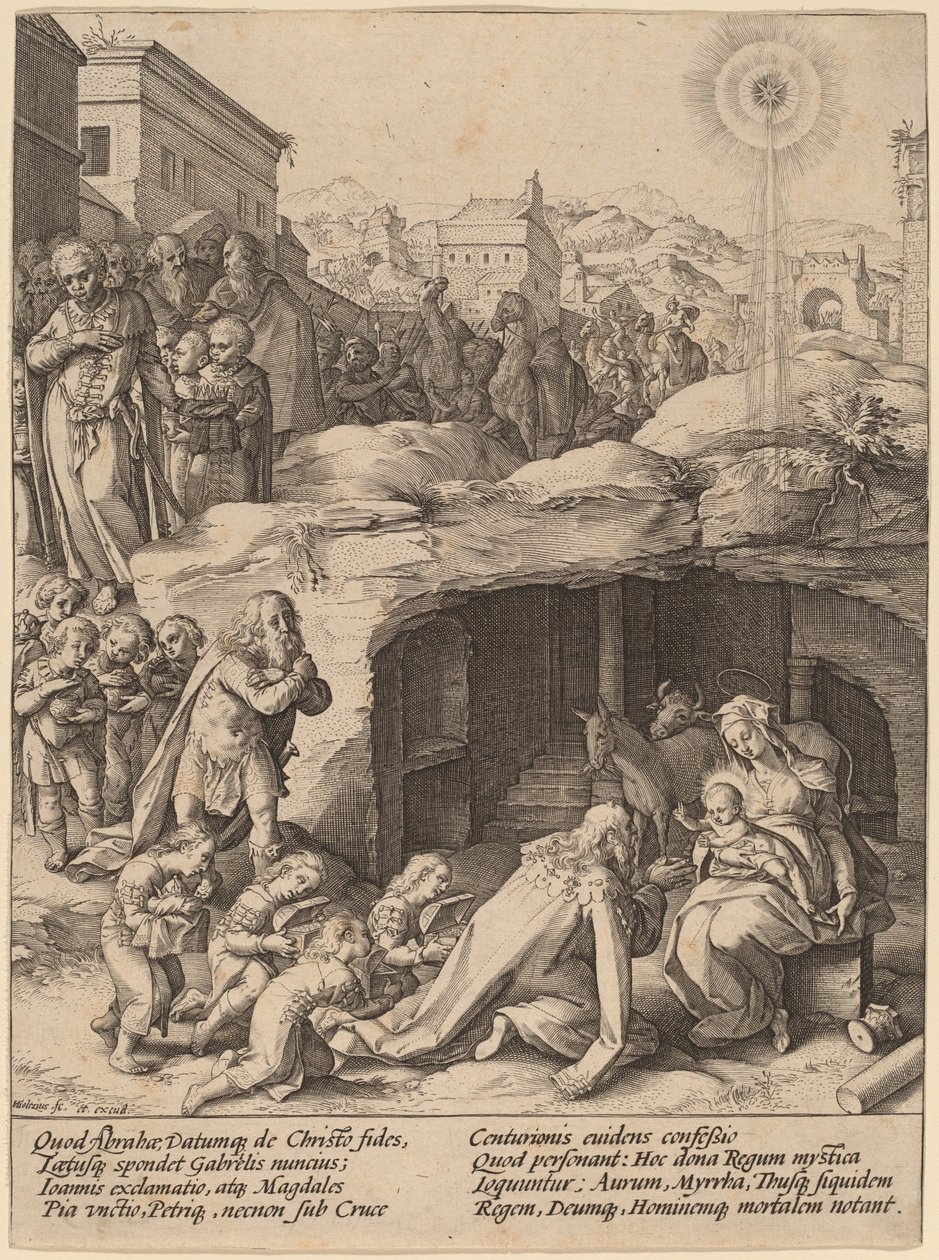 Tillbedjan av Magi av Hendrik Goltzius