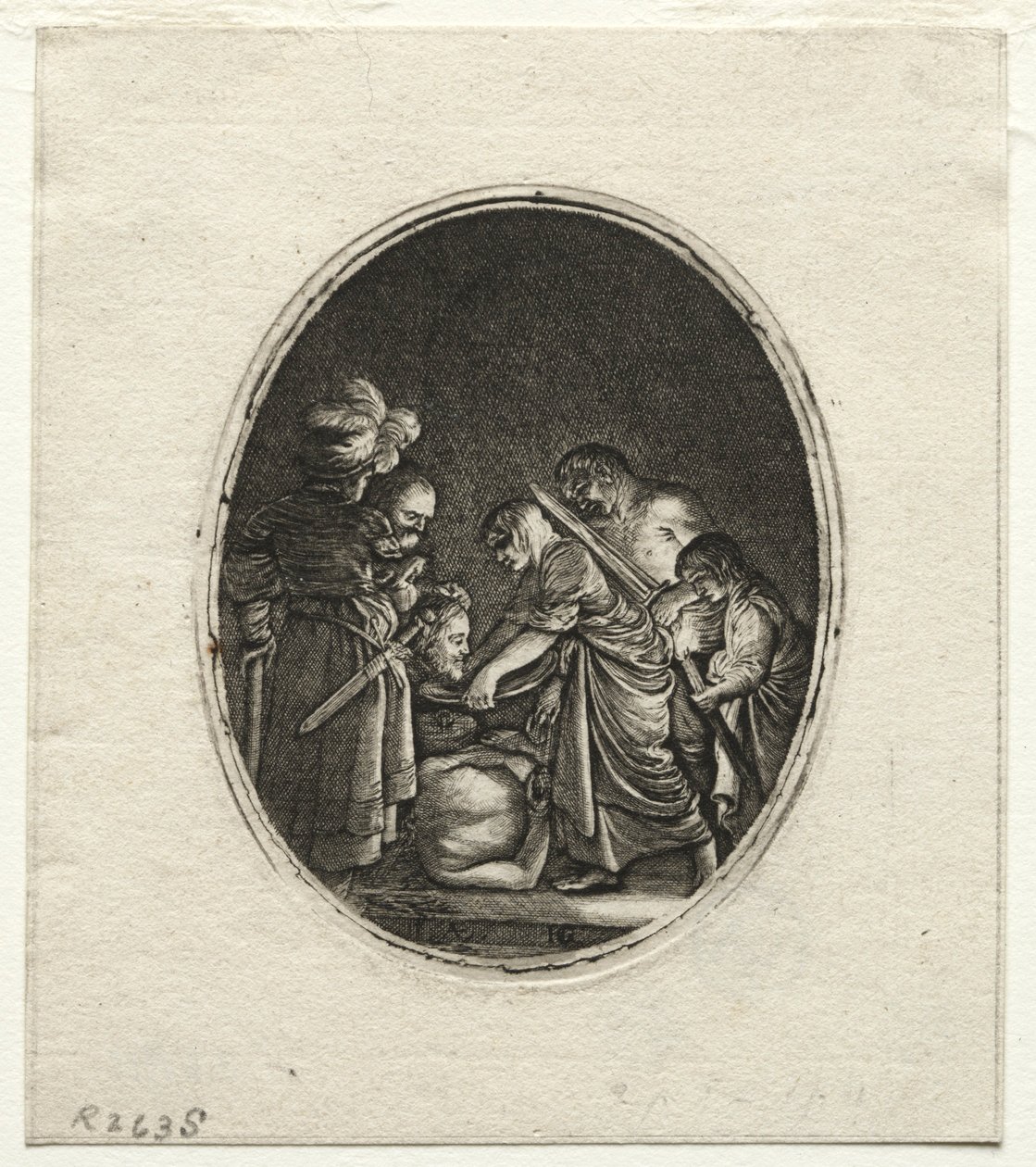 Halshuggningen av Johannes Döparen. av Hendrik Goudt