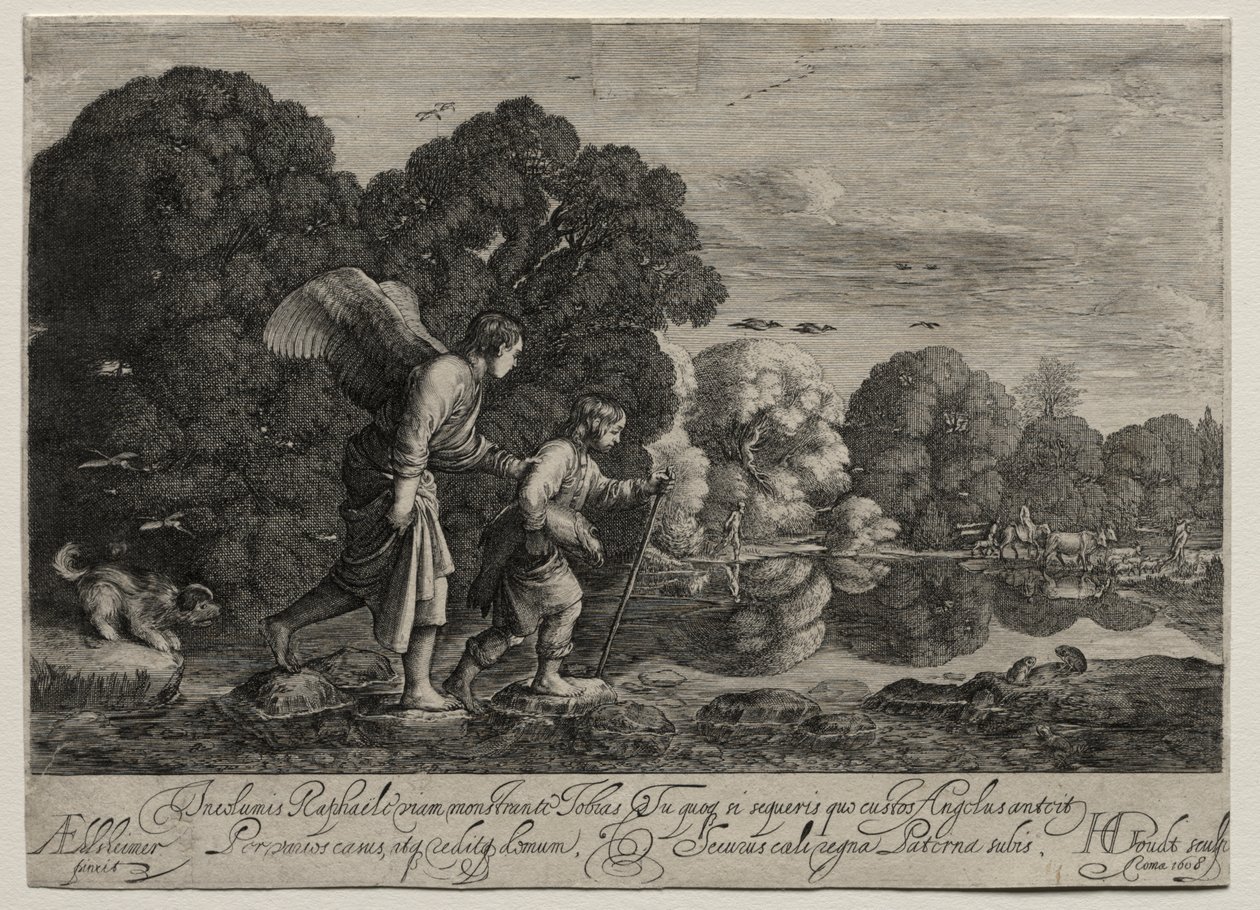 Tobias och ängeln (liten tallrik) av Hendrik Goudt