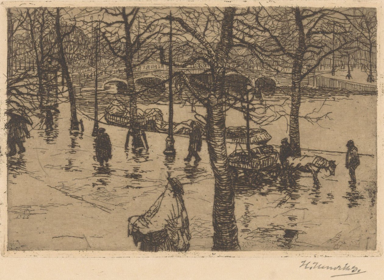 Kanal i regnigt väder av Hendrik Henrichs (signed by artist)