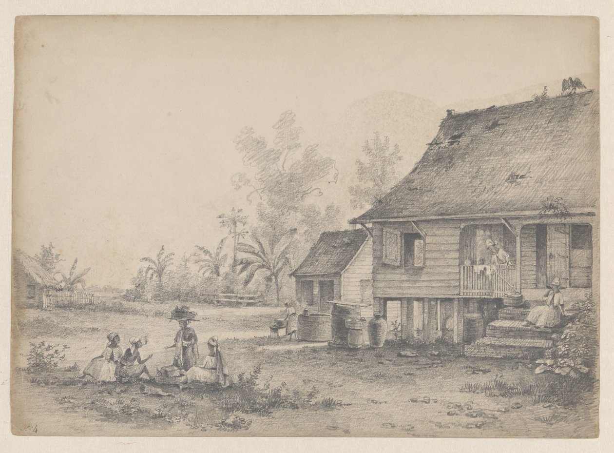 Enkelt hus med figurer av Hendrik Huygens