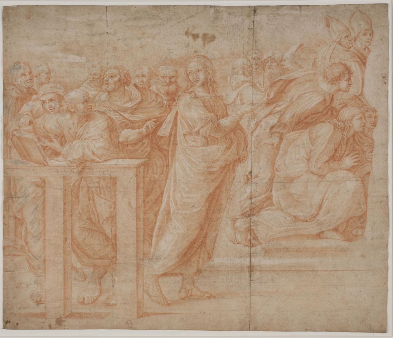 Studie efter Raphael: "Disputa" (vänster bildhalva) av Hendrik Krock