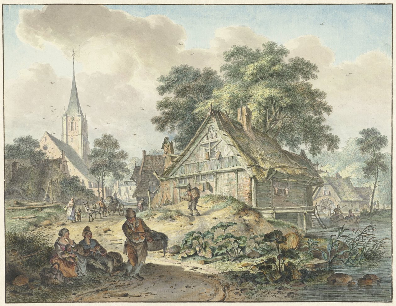 Förfallet hus och bykyrka av Hendrik Meijer