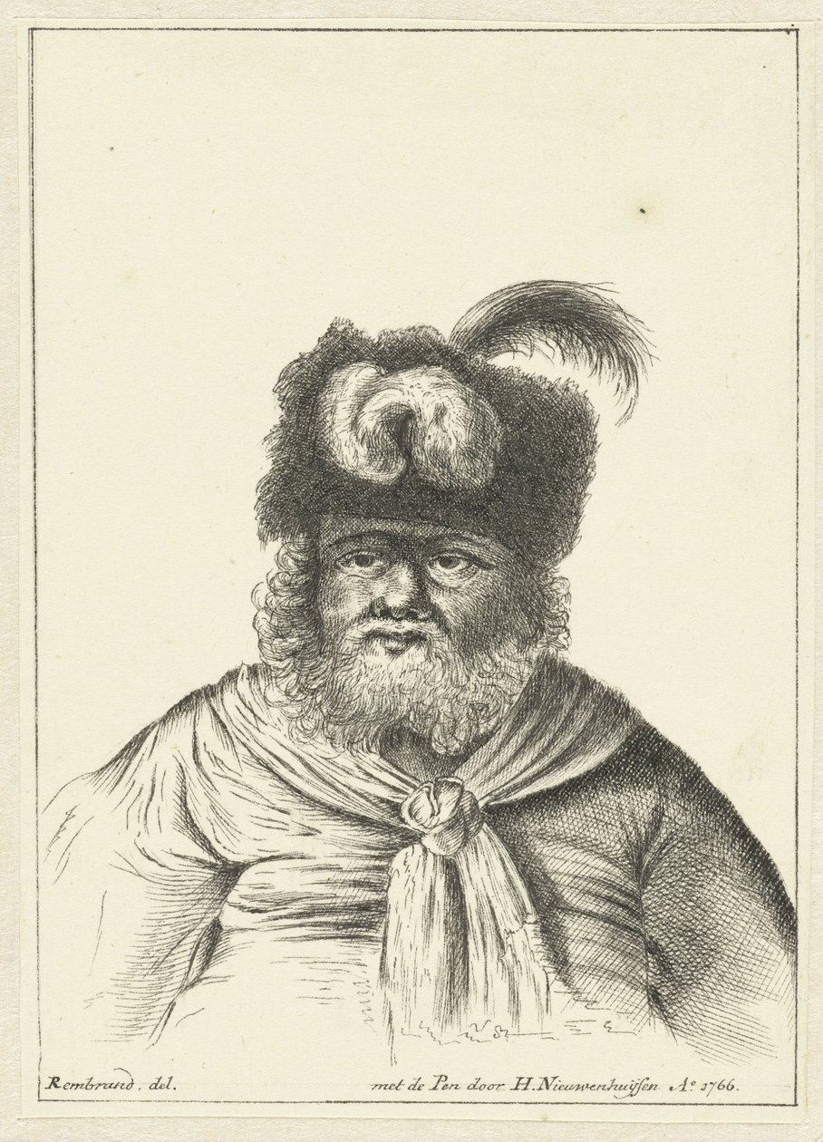 Sittande man med pälsmössa av Hendrik Nieuwenhuysen