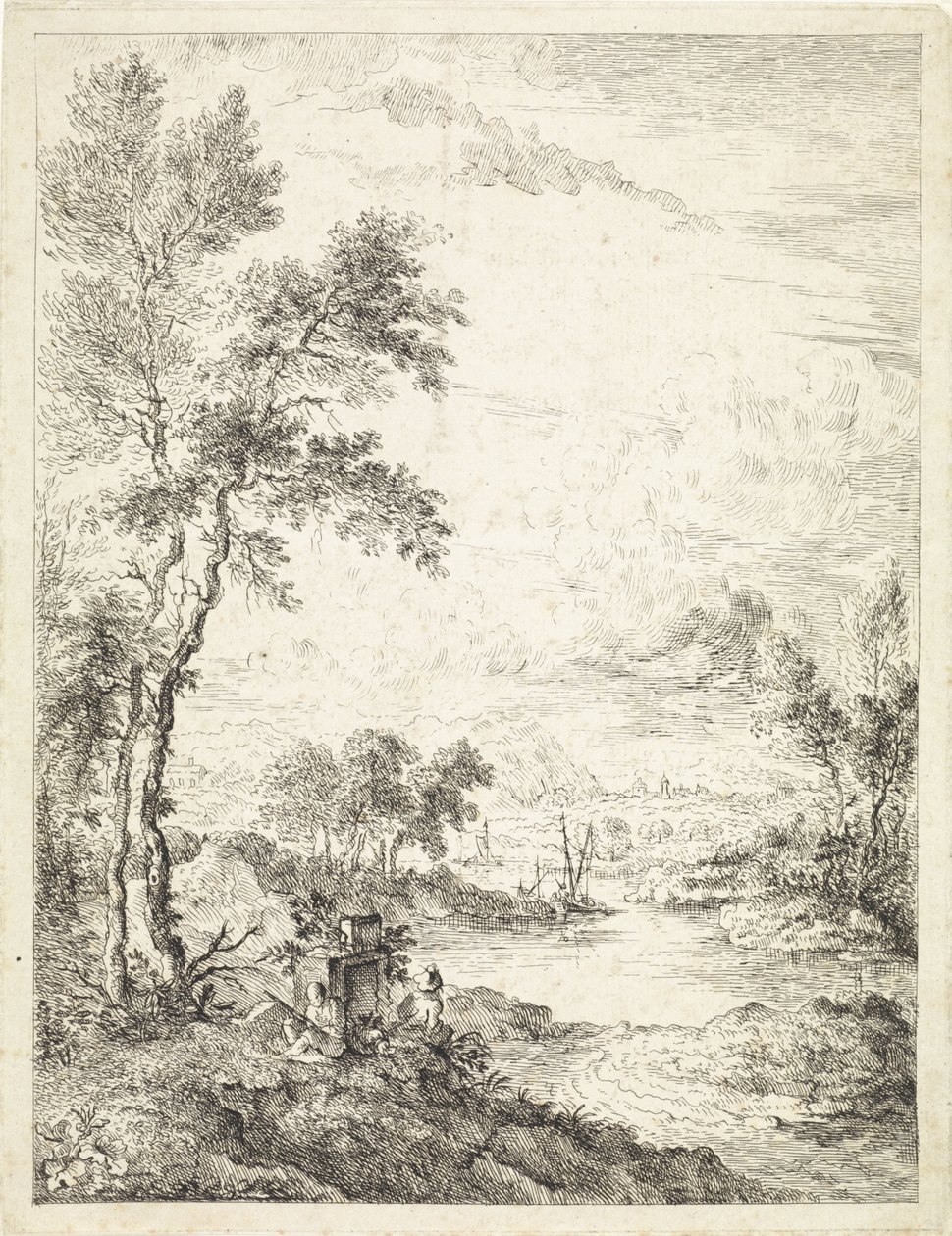 Landskap med en flod av Hendrik Tavenier