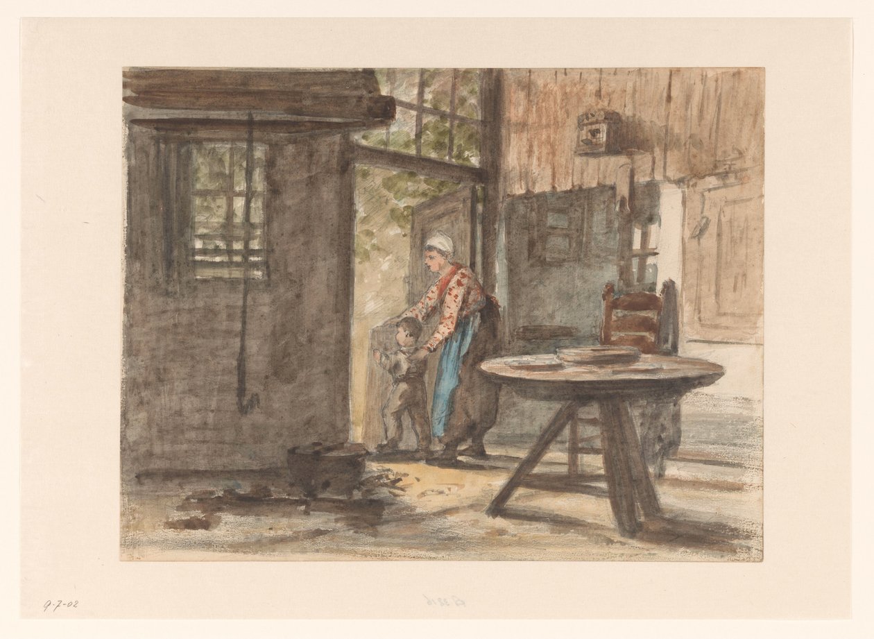 Hantverk kvinna och barn av Hendrik Valkenburg