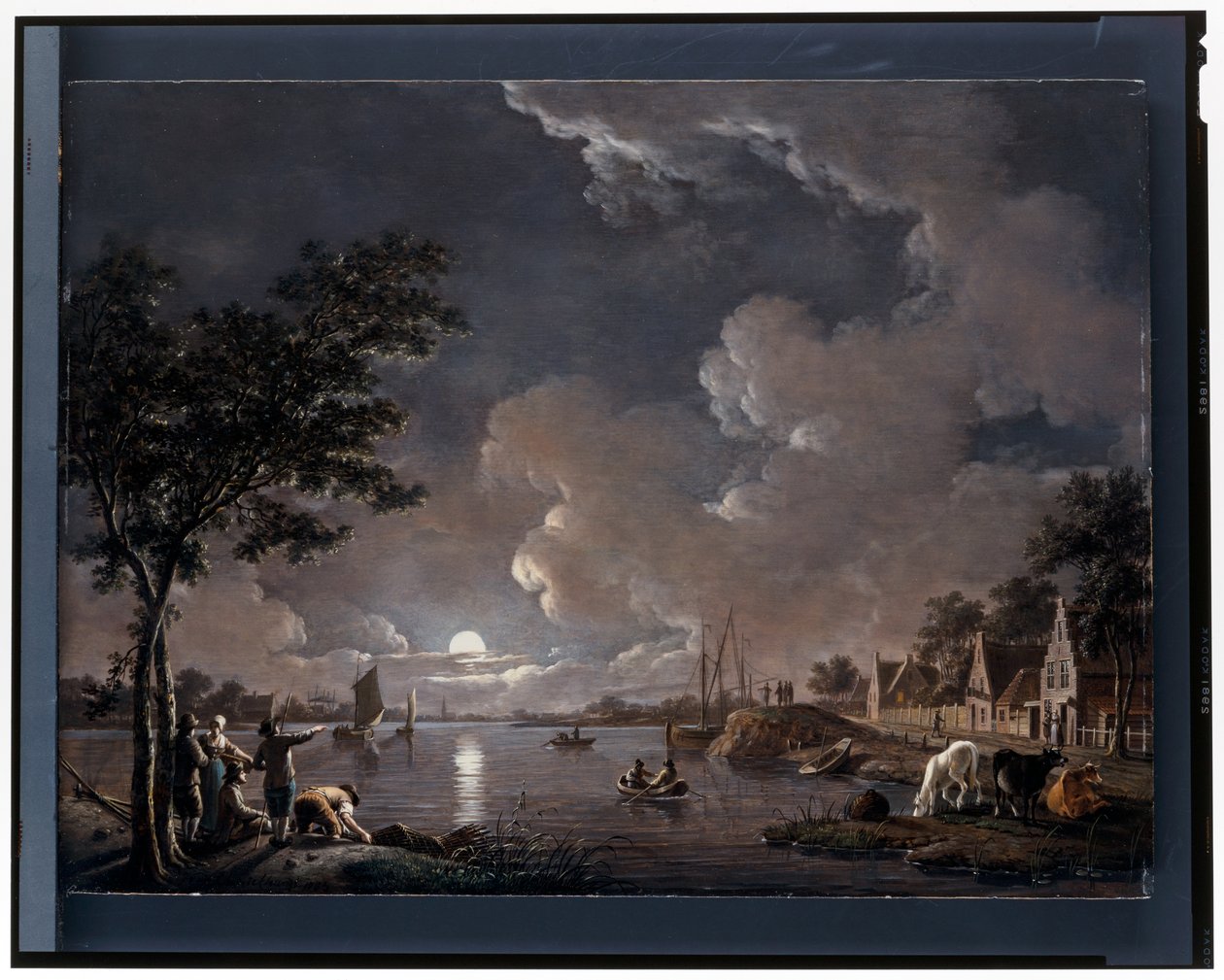 Ett flodlandskap av månsken av Hendrik Willem Schweickhardt