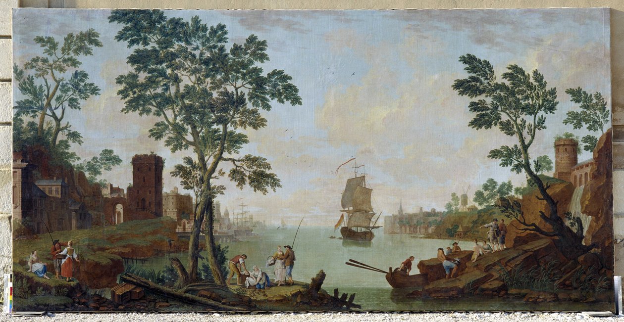 Utsikt över en medelhavshamn av Hendrik Willem Schweickhardt