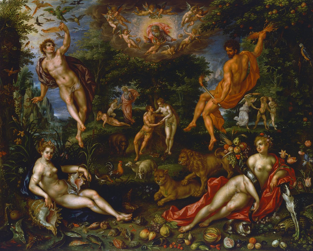Earthly Paradise, ca 1607 (olja på duk) av Hendrik de Fromantiou
