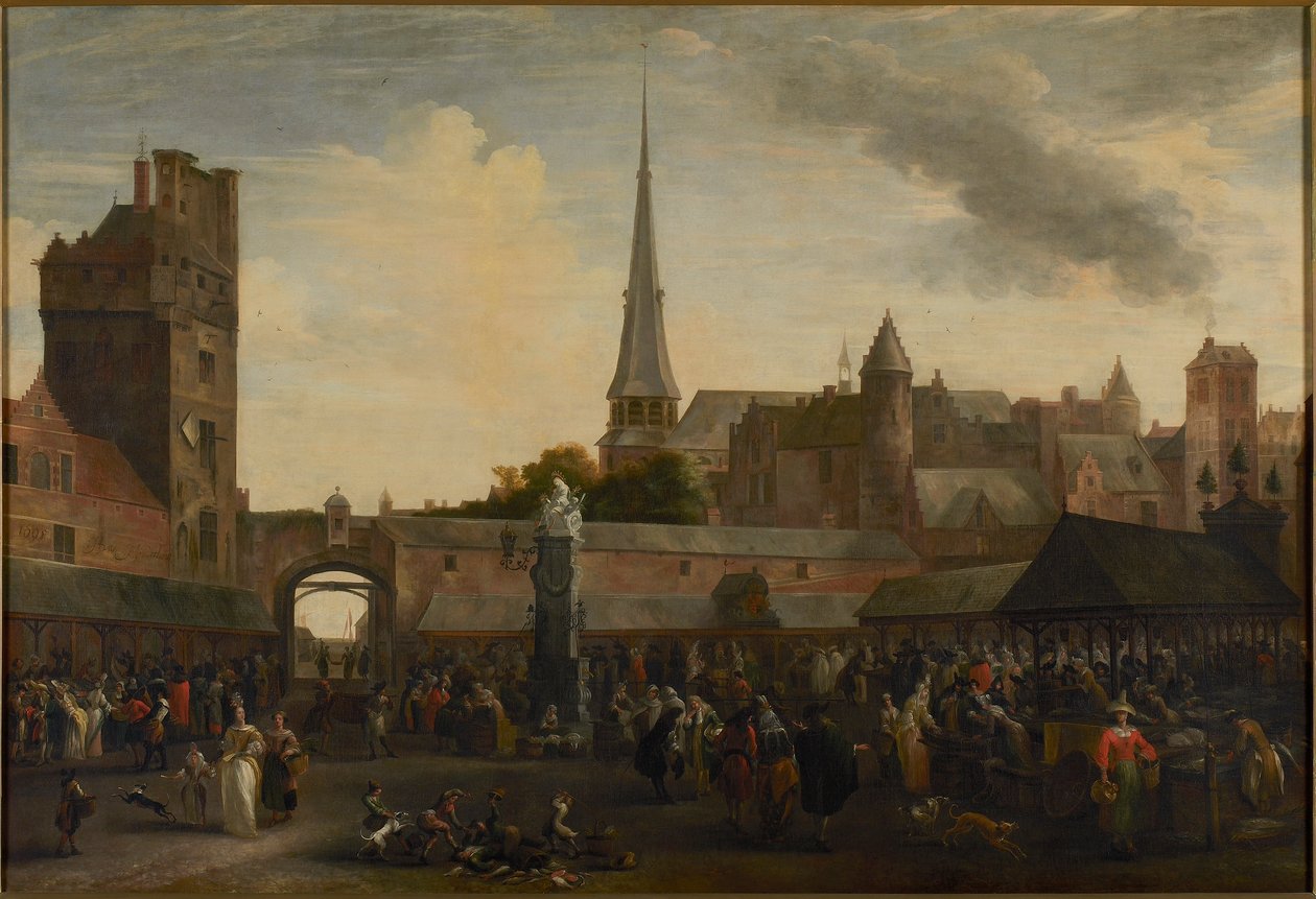 Fiskmarknaden i Antwerpen, 1695. av Hendrik van Minderhout