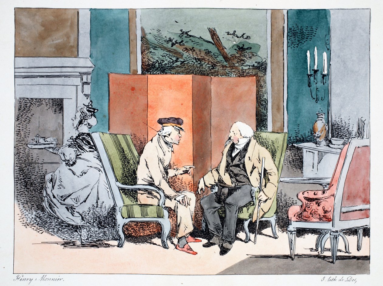 Jag gillar inte spenat, c.1828 (handfärgad litho) av Henri Bonaventure Monnier
