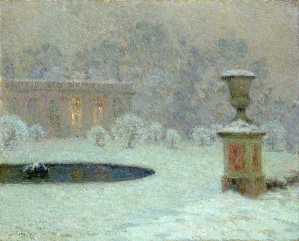 Trianon under snö, ca 1905 av Henri Eugene Augustin Le Sidaner