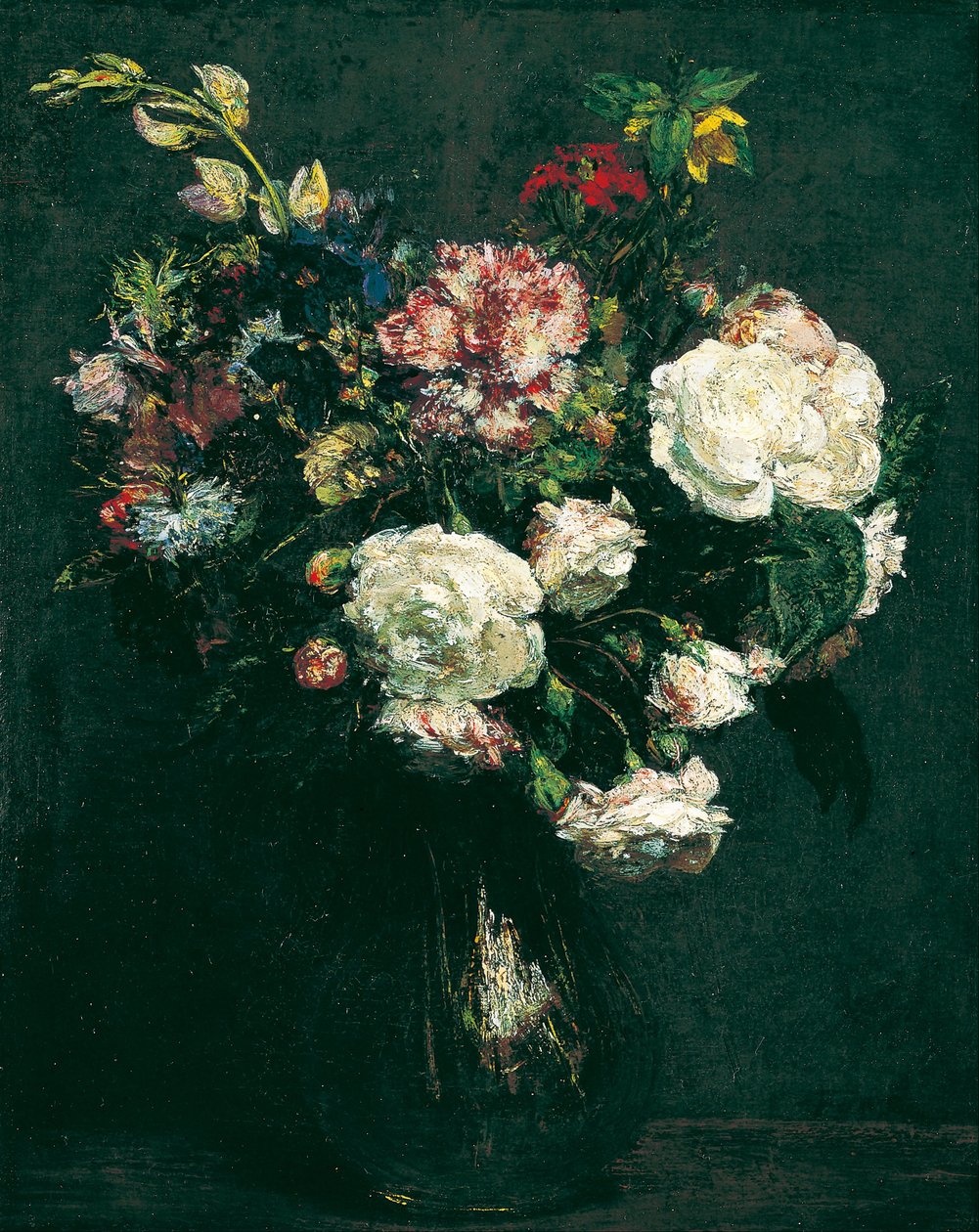 Vase med blommor av Ignace Henri Jean Fantin Latour