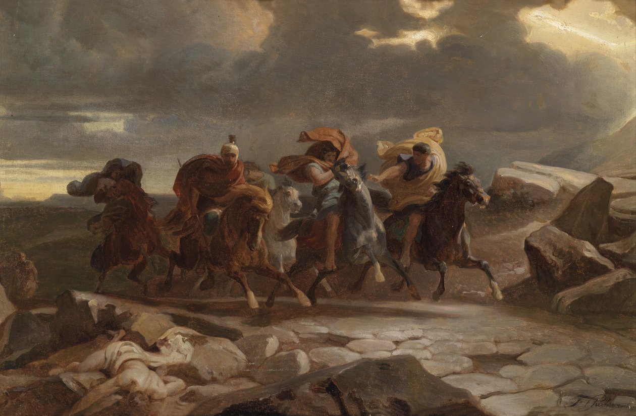 Auf der Flucht av Henri Felix Emmanuel Philippoteaux