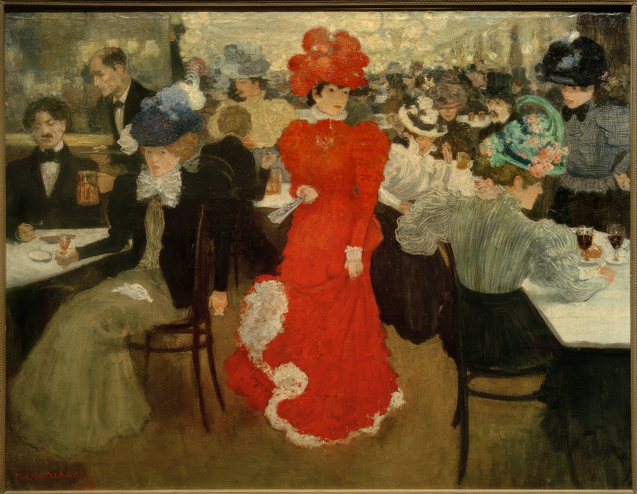H.Evenepoel, Im Café d’Harcourt i Paris av Henri Jacques Edouard Evenepoel