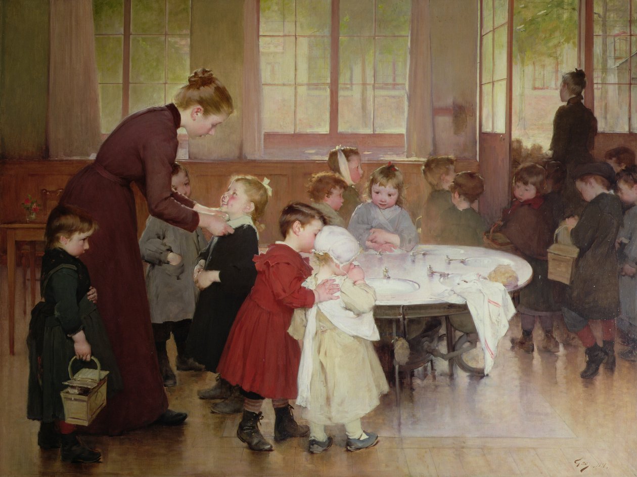 Förskola, 1898 (olja) av Henri Jules Jean Geoffroy
