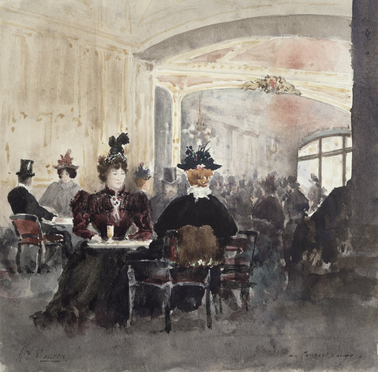 Interiör av Concert Rouge av Henri Laurent Mouren