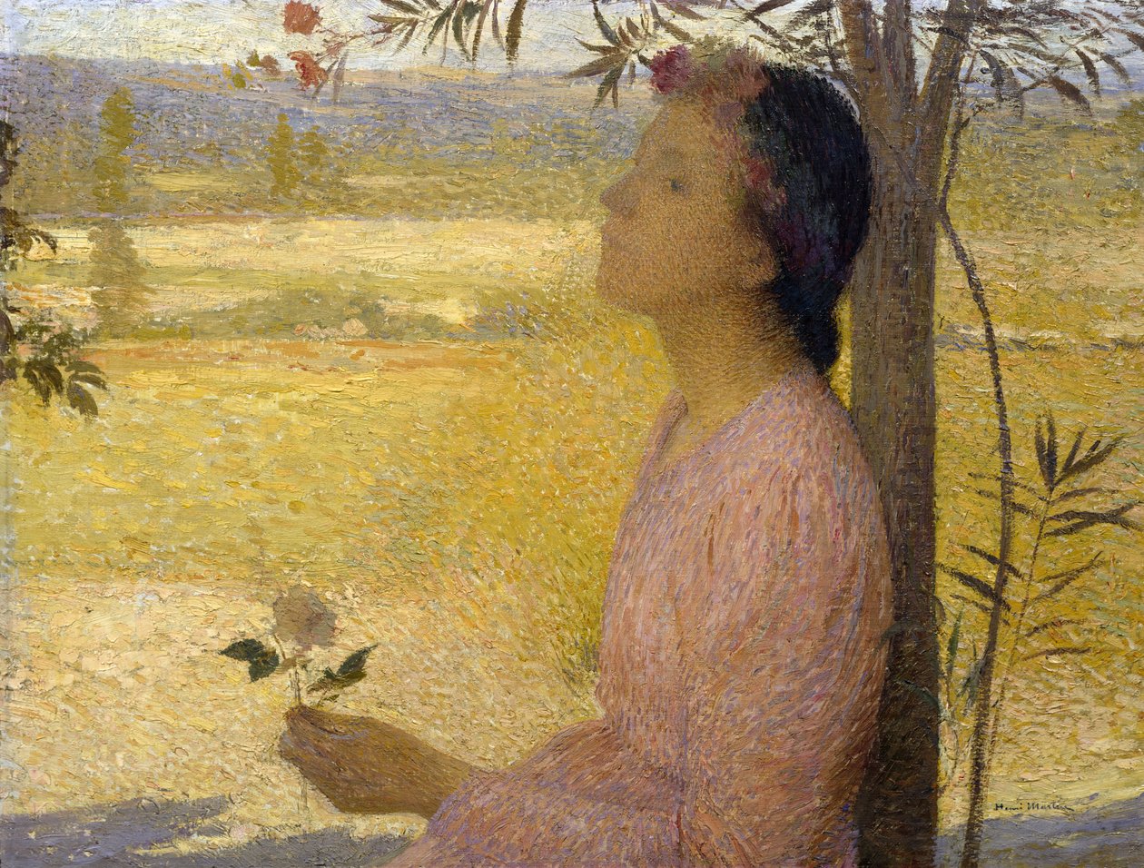 Ung kvinna med en ros av Henri Martin