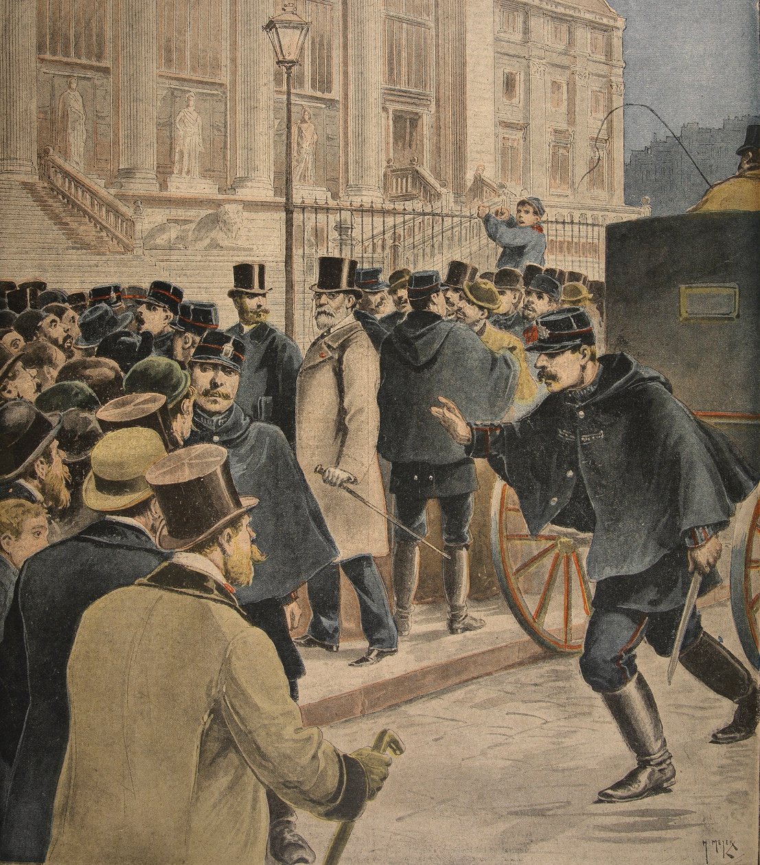 Emile Zola utanför tingshuset, illustration från 