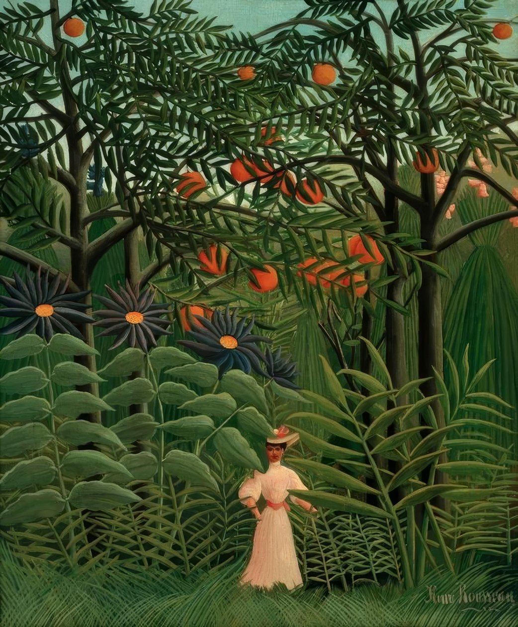 Kvinna som går i en exotisk skog av Henri Rousseau