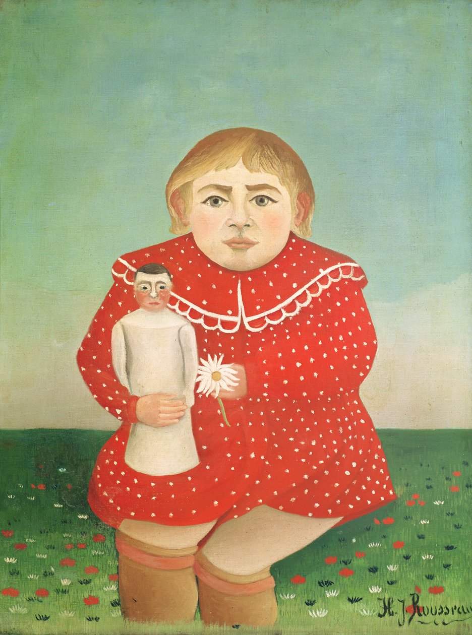 Flickan med en docka, c.1892 eller c.1904-05 av Henri Rousseau