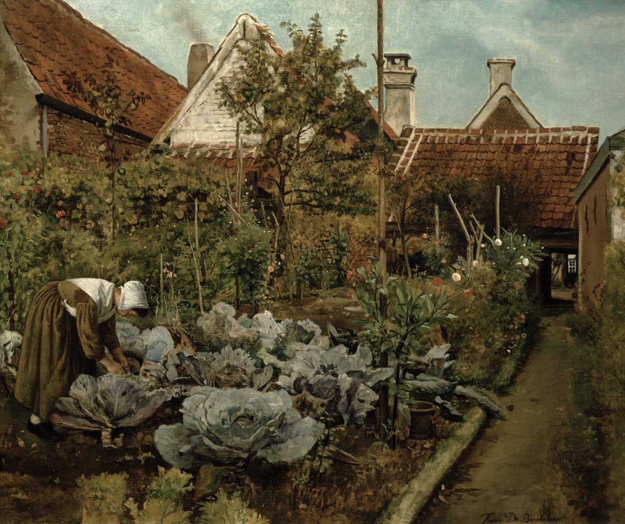 En flamländsk trädgård av Henri de Braekeleer