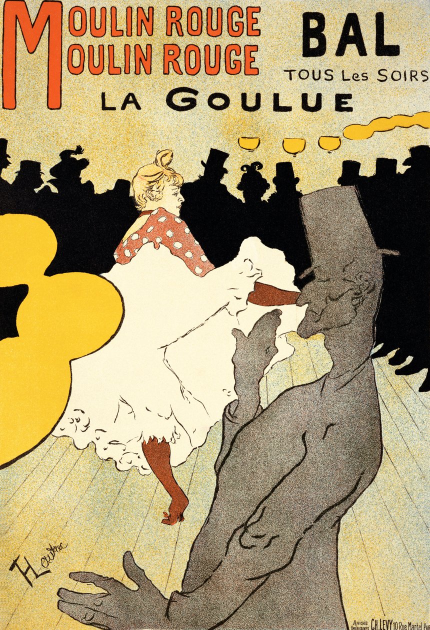 Reproduktion av en affisch med reklam för "La Goulue" på Moulin Rouge i Paris (se 454, 7015 och 84446). av Henri de Toulouse Lautrec