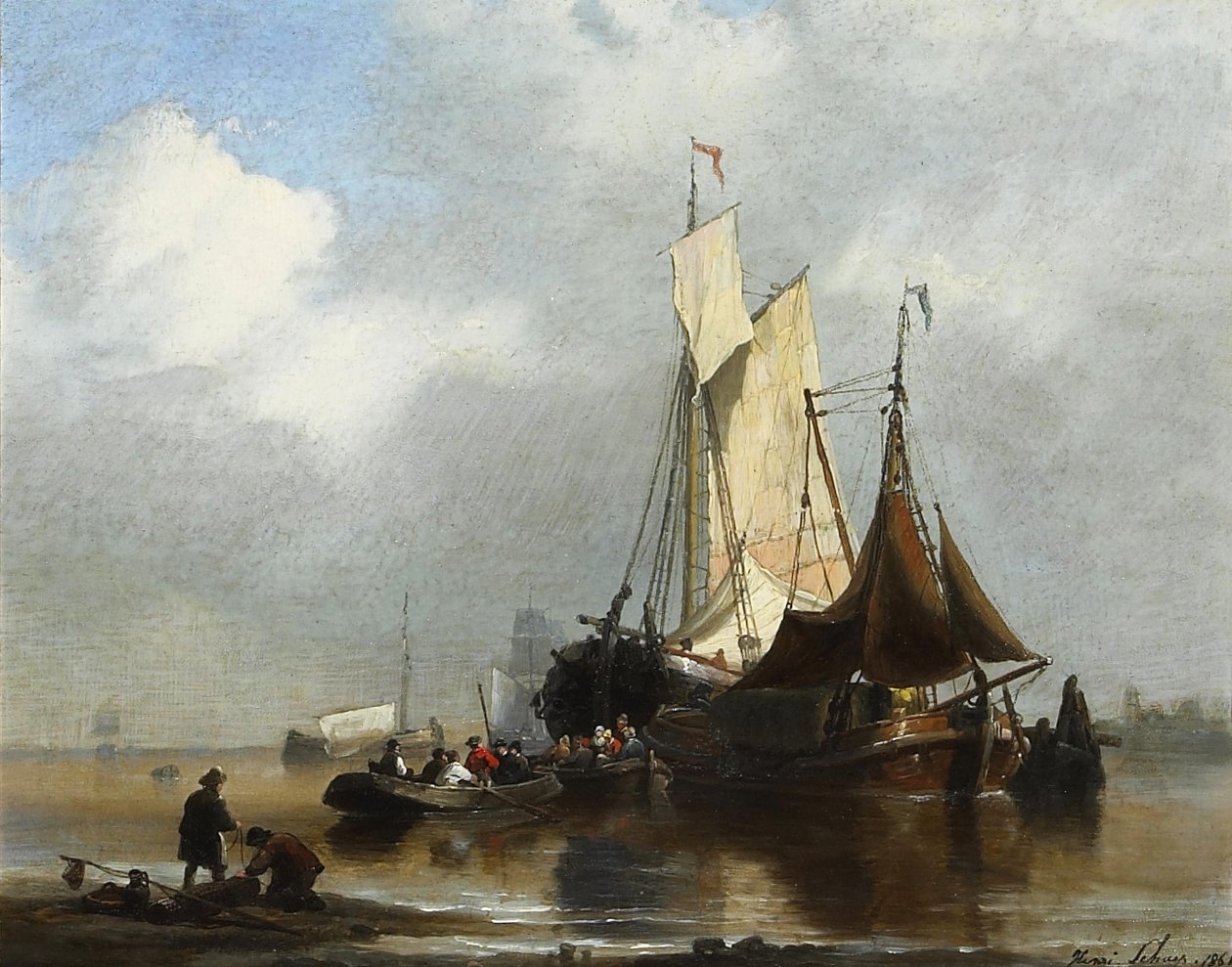 Fartyg i en hamn av Henri Adolphe Schaep