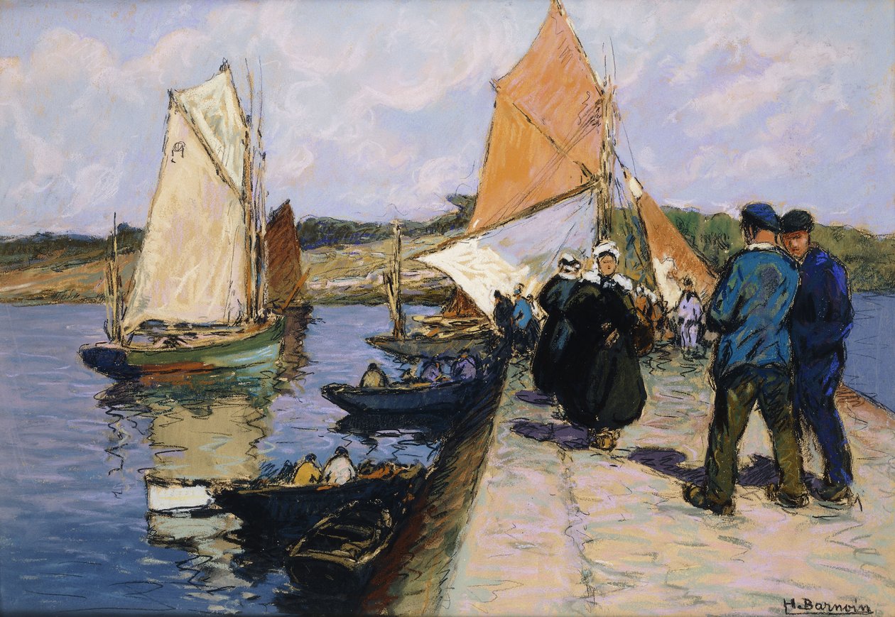 Fiskare på en kajkant av Henri Alphonse Barnoin