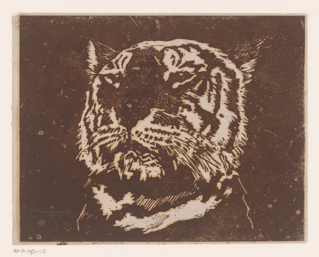 Tiger av Henri Charles Guérard (signed by artist)