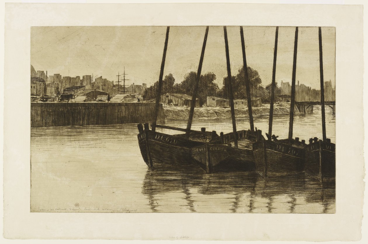 Båtar vid Radoub, Dieppe av Henri Charles Guérard
