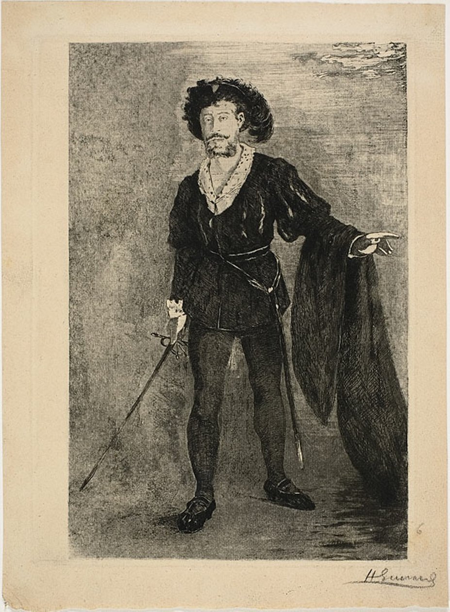 Faure i rollen som Hamlet av Henri Charles Guérard