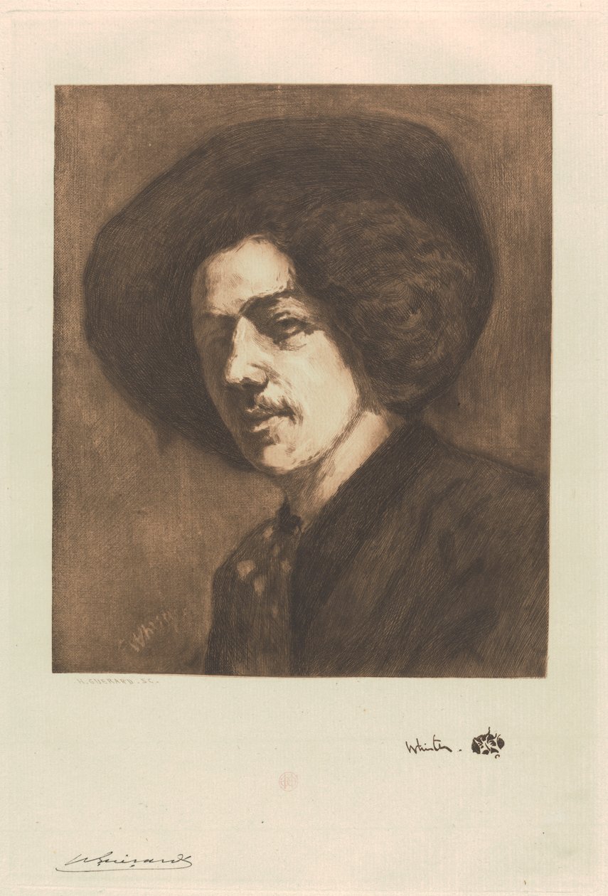 Porträtt av Whistler av Henri Charles Guérard