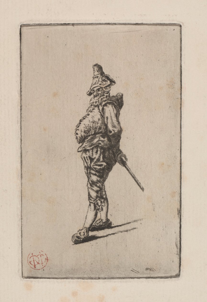 Punchinello, efter Meissonier av Henri Charles Guérard