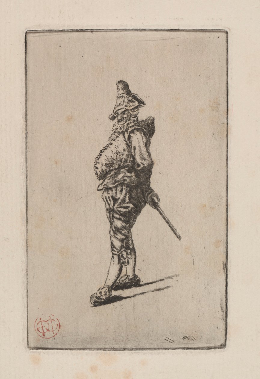 Punchinello, efter Meissonier, 1876. av Henri Charles Guérard