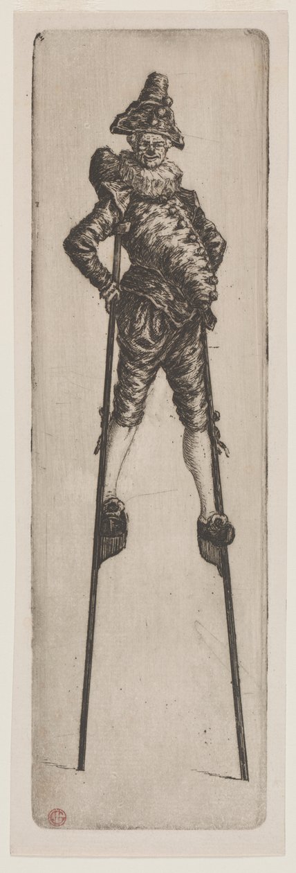 Punchinello på styltor av Henri Charles Guérard