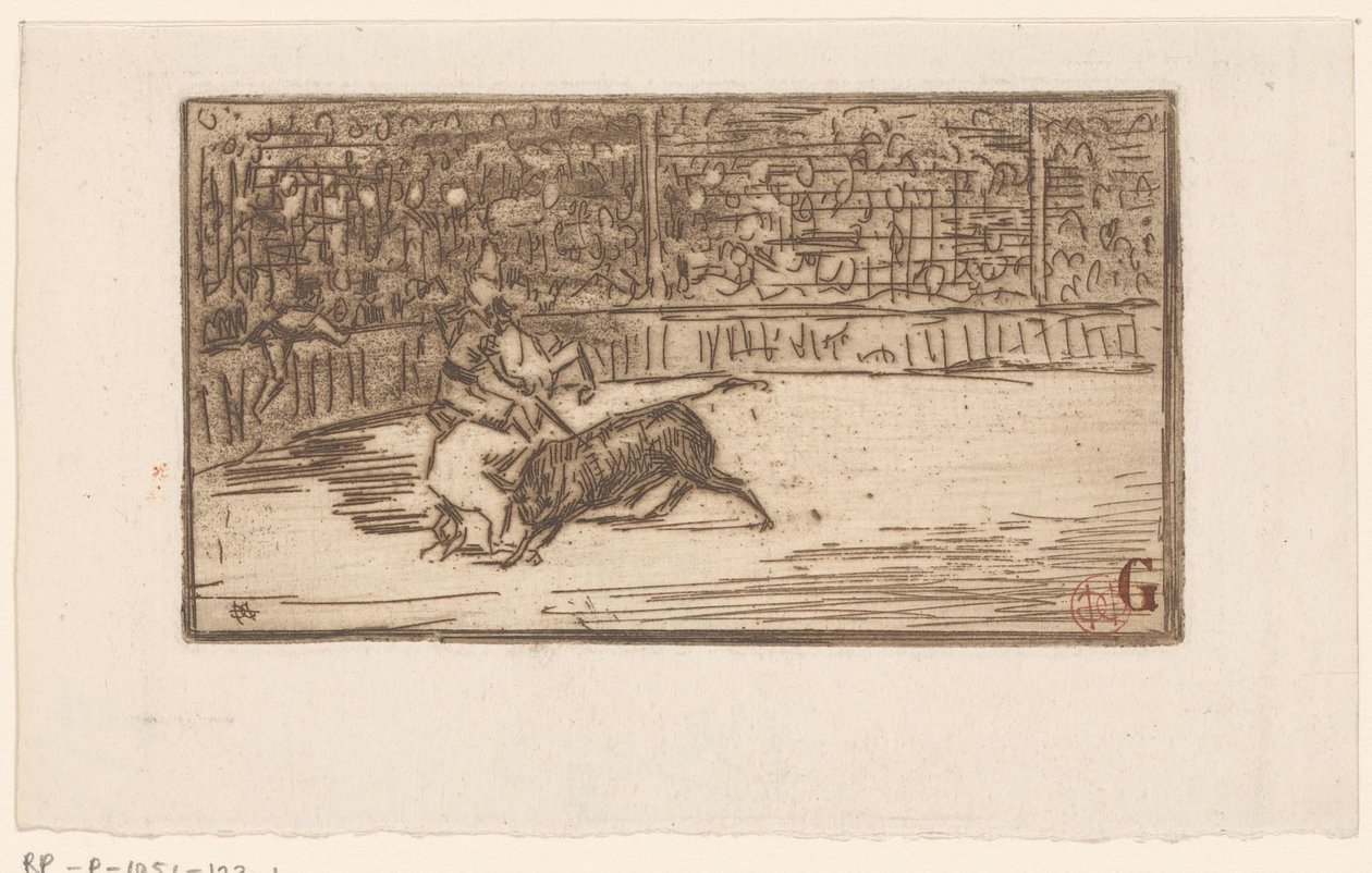 Tjurfäktare på en arena av Henri Charles Guérard