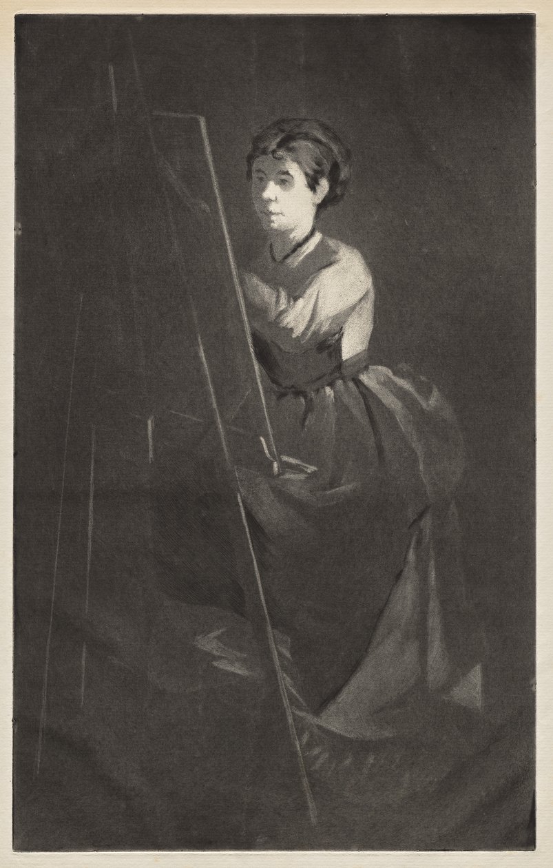 Ung kvinna vid ett staffli av Henri Charles Guérard