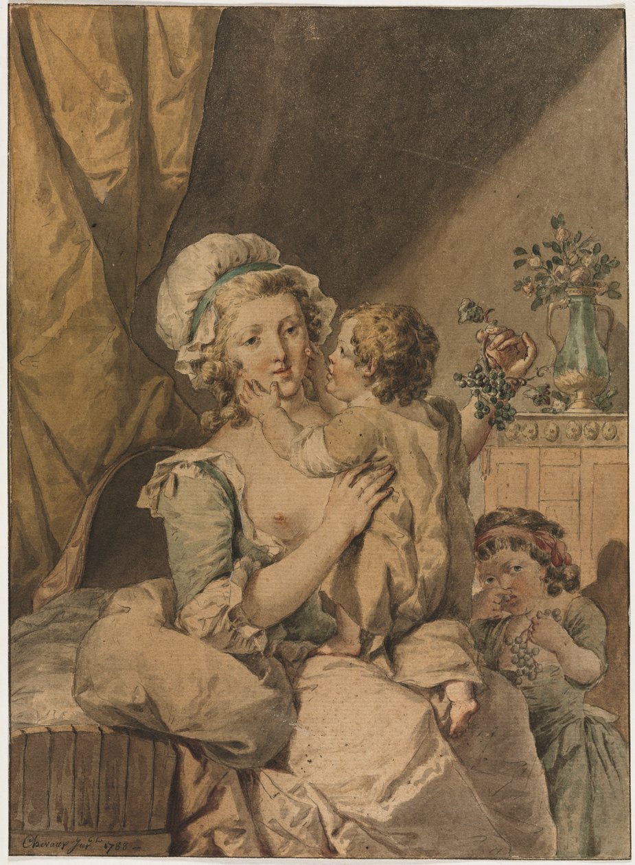 Mor med två barn, 1788. av Henri Chevaux
