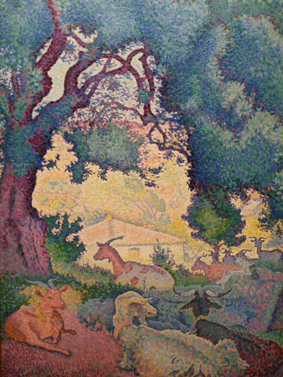 Franska: Paysage avec des chèvres av Henri Edmond Cross
