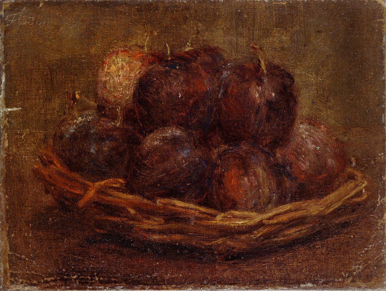 En korg med plommon, 1869 av Ignace Henri Jean Fantin Latour