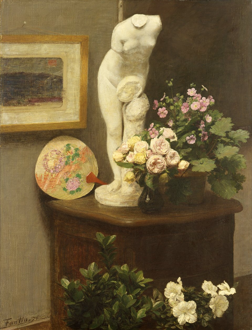 Blommor och diverse föremål av Ignace Henri Jean Fantin Latour