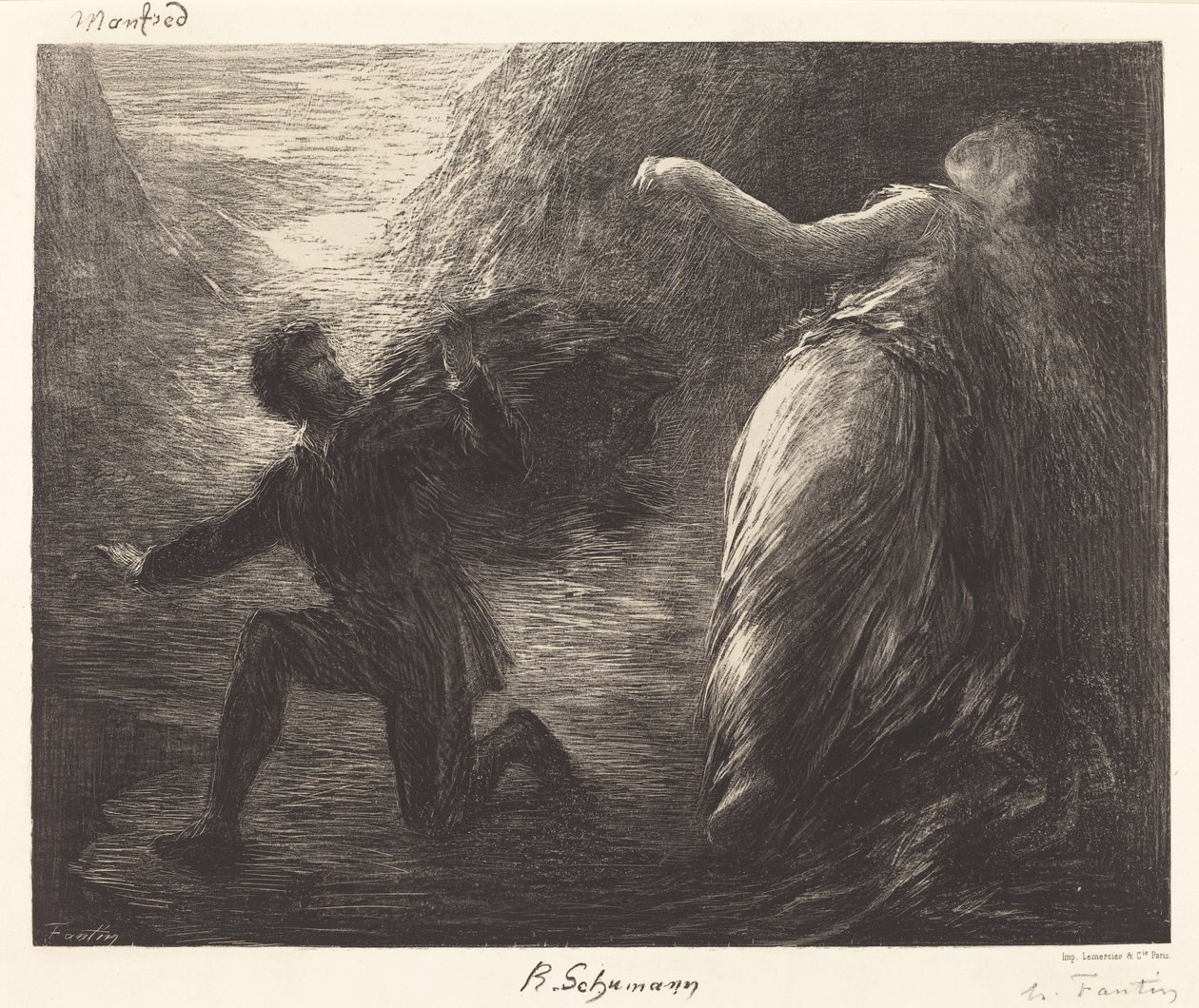 Manfred och Astarte (1:a tallrik) av Ignace Henri Jean Fantin Latour