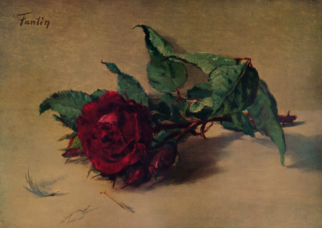 Röd ros, c1864, 1938 av Ignace Henri Jean Fantin Latour